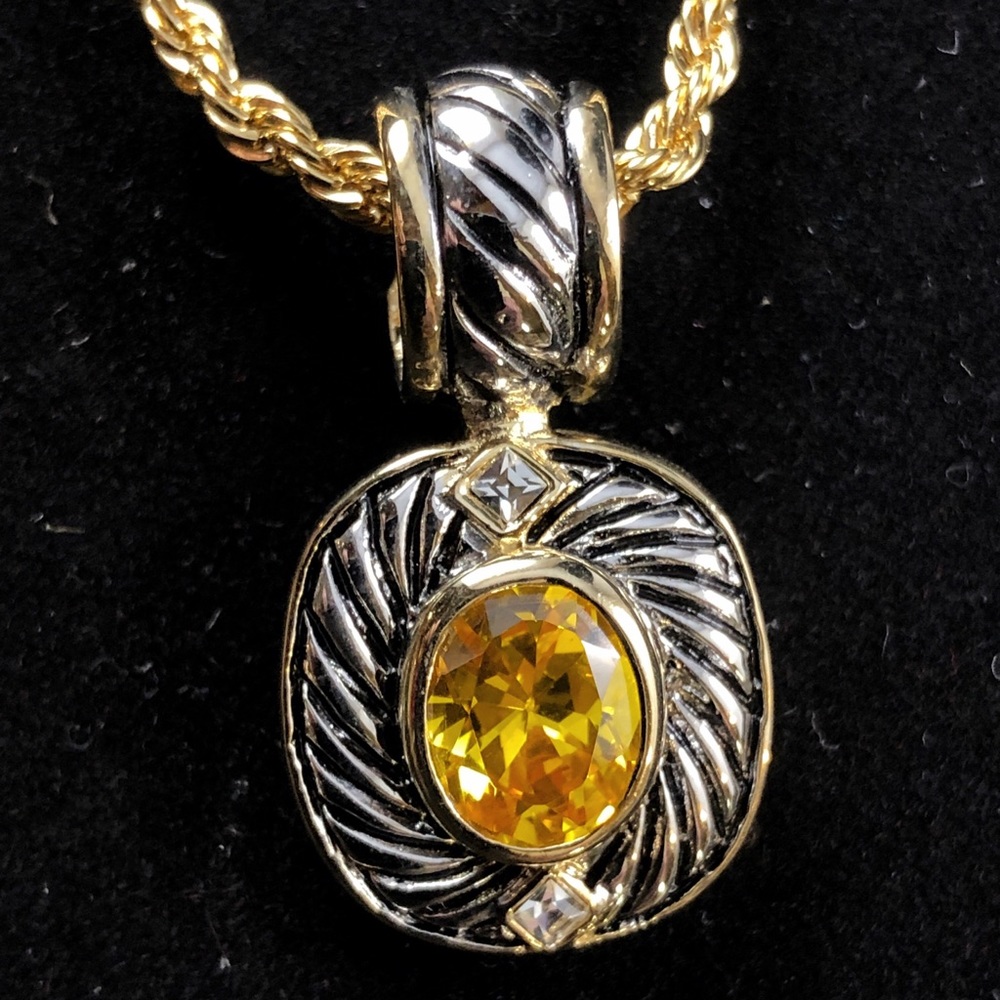 David Yurman style Citrine & Diamond Necklace